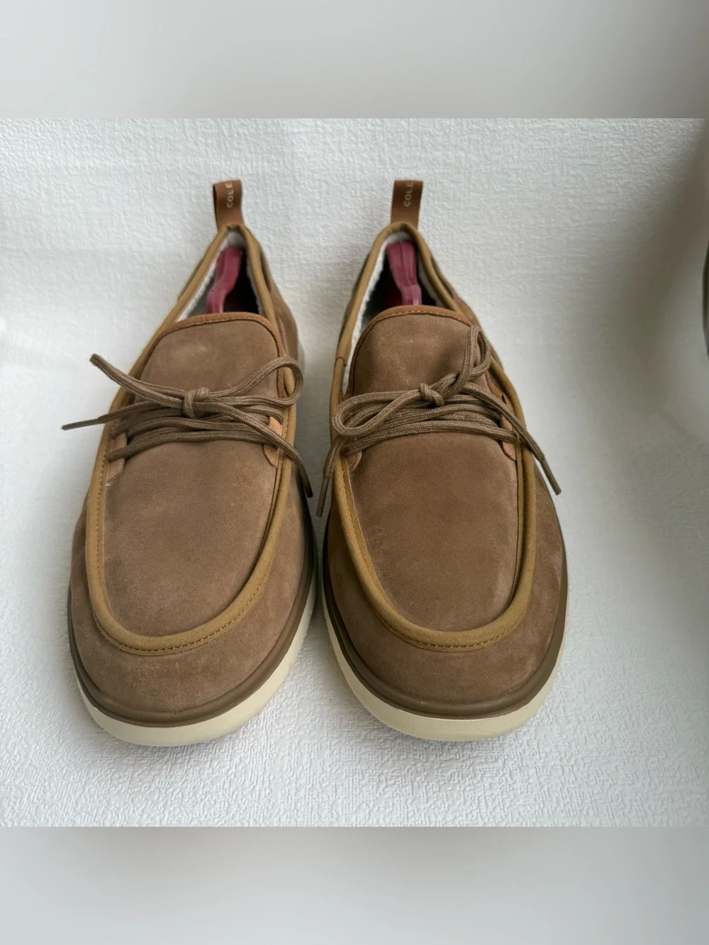 Cole Haan ZerøGrand Men’s 13 M Brown Suede Faux Fur Boat Shoes NWOT C36298